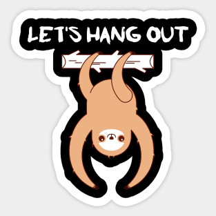 sloth hanging from tree funny illustration art Sticker